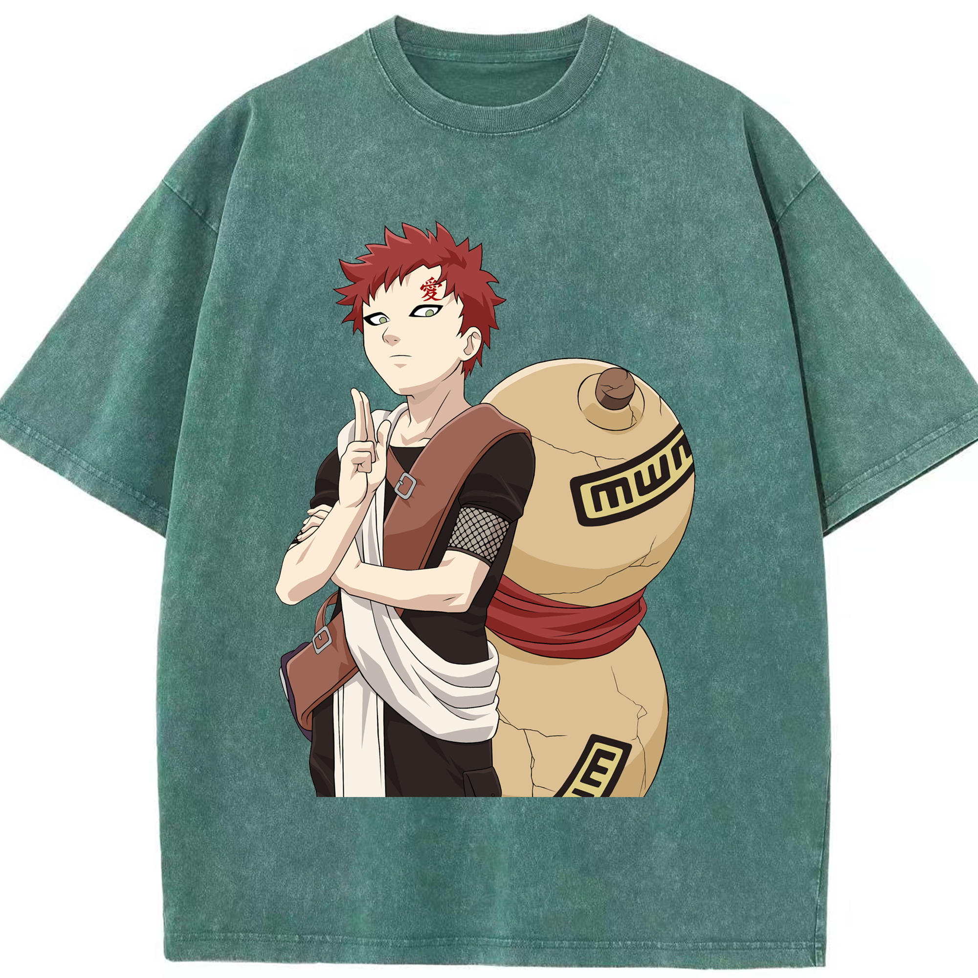 NARUTO -ナルト- ガアラ Gaara 綿100% ヴィンテージ風 半袖Tシャツ（フロントプリント）